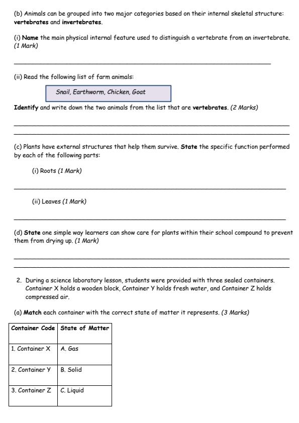 Page 2 – Grade 4 Science and Technology August 2026 Holiday Assignment – Kenyaplex