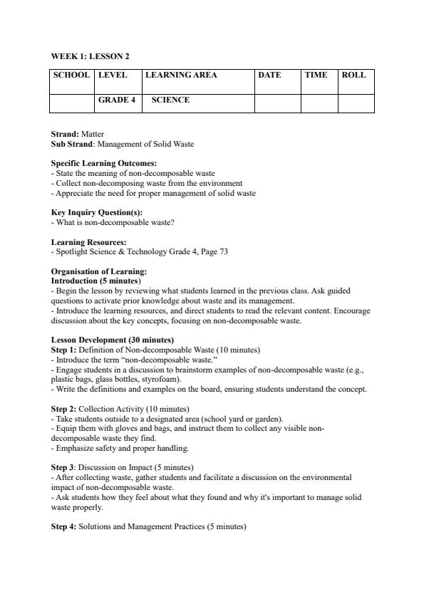 Page 3 – Grade 4 Science and Technology Lesson Plans Term 2 - Spotlight – Kenyaplex