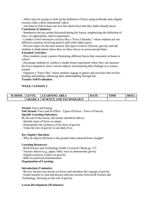 Page 2 – Grade 4 Science and Technology Lesson Plans Term 3 - KLB – Kenyaplex