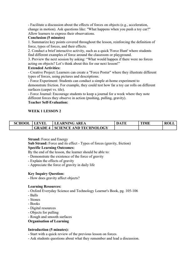 Page 2 – Grade 4 Science and Technology Lesson Plans Term 3 - Oxford Everyday – Kenyaplex