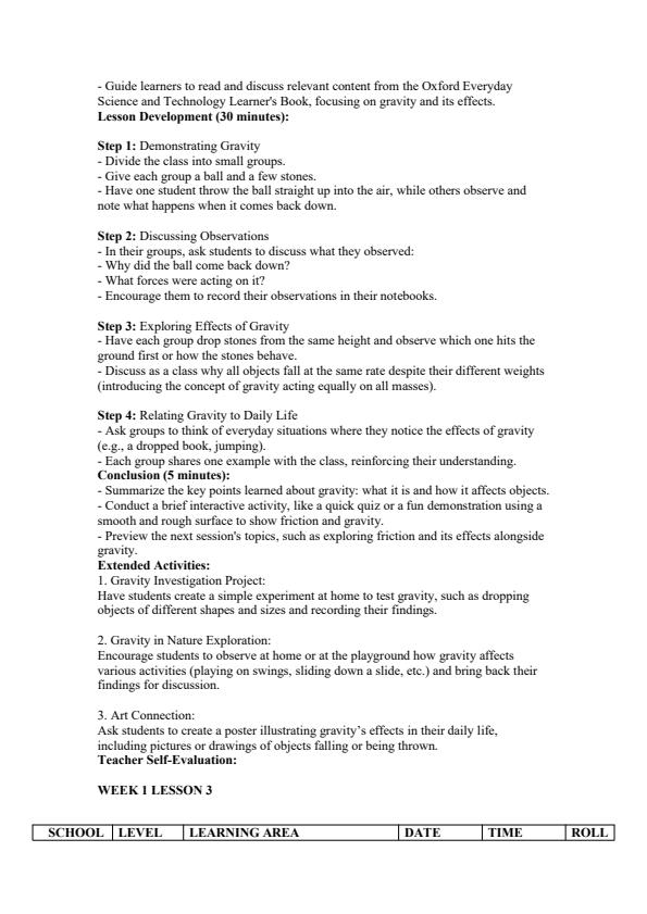 Page 3 – Grade 4 Science and Technology Lesson Plans Term 3 - Oxford Everyday – Kenyaplex