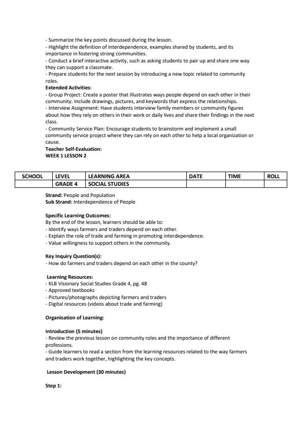 Page 2 – Grade 4 Social Studies Lesson Plans Term 2 - KLB Visionary – Kenyaplex