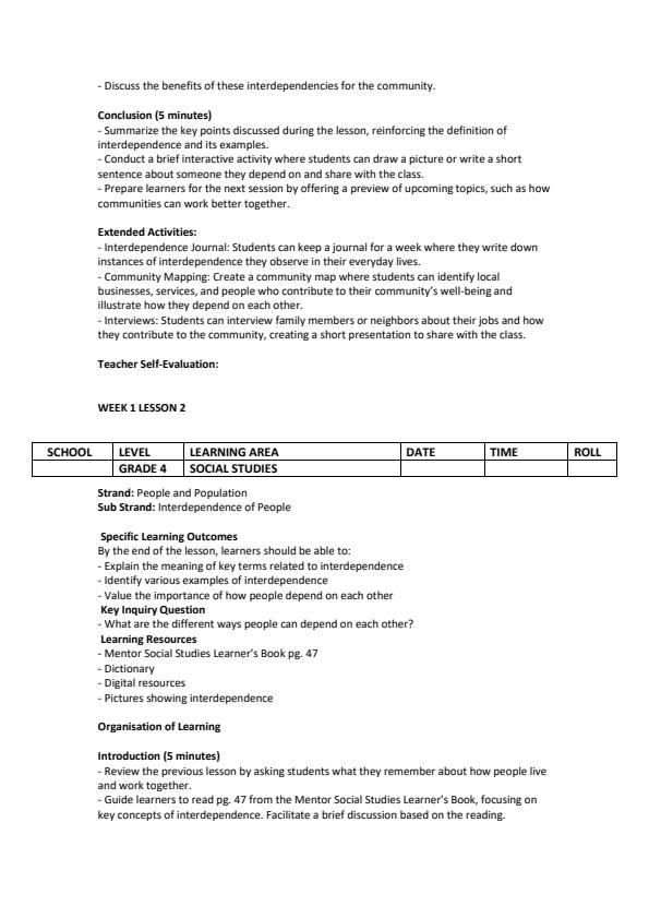 Page 2 – Grade 4 Social Studies Lesson Plans Term 2 - Mentor – Kenyaplex
