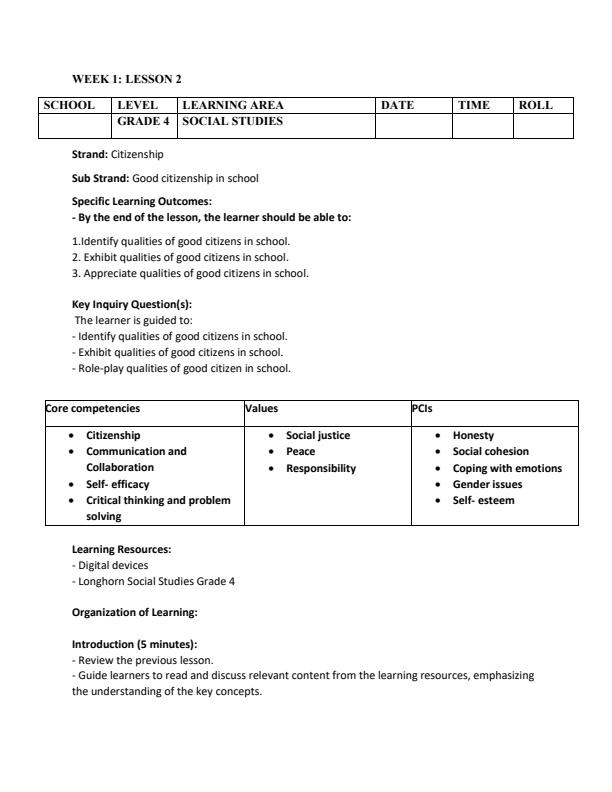 Page 3 – Grade 4 Social Studies Lesson Plans Term 3 - Longhorn – Kenyaplex