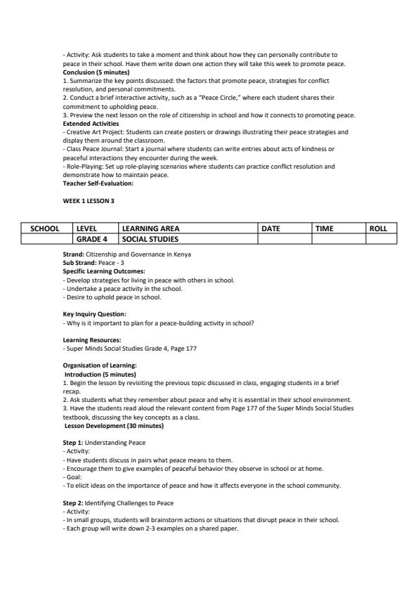 Page 3 – Grade 4 Social Studies Lesson Plans Term 3 - Super Minds – Kenyaplex