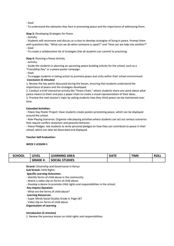 Page 4 – Grade 4 Social Studies Lesson Plans Term 3 - Super Minds – Kenyaplex