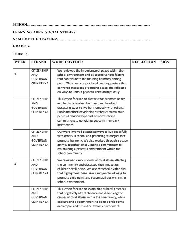 Page 1 – Grade 4 Social Studies Records of Work Term 3 - Super Minds – Kenyaplex