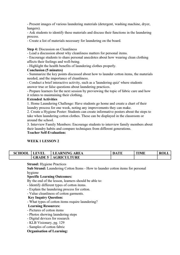 Page 2 – Grade 5 Agriculture Lesson Plans Term 3 - KLB Visionary – Kenyaplex