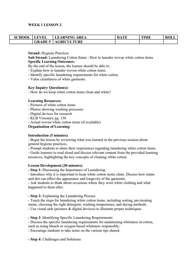 Page 4 – Grade 5 Agriculture Lesson Plans Term 3 - KLB Visionary – Kenyaplex