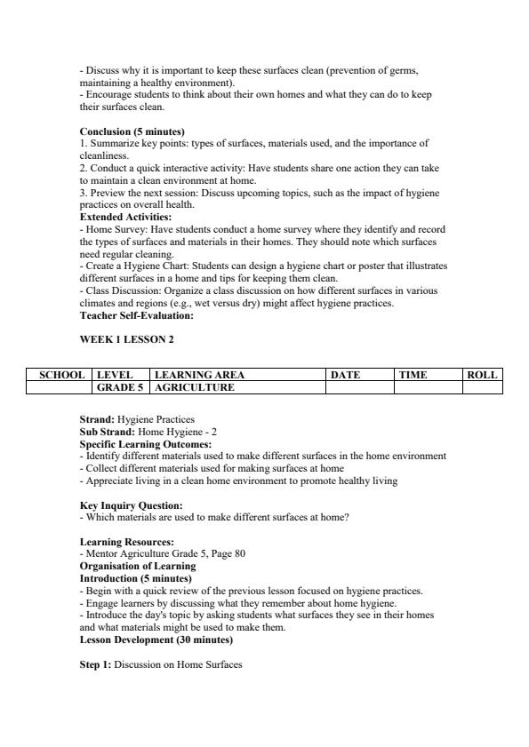 Page 2 – Grade 5 Agriculture Lesson Plans Term 3 - Mentor – Kenyaplex
