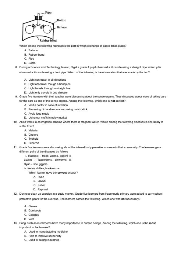 Page 2 – Grade 5 Agriculture and Nutrition August 2024 Holiday Assignment – Kenyaplex