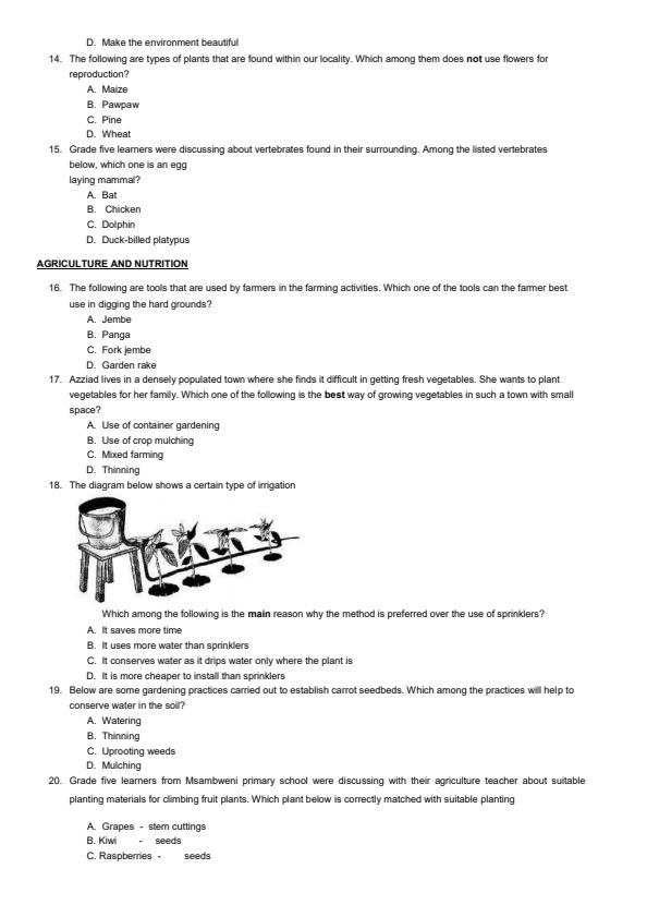 Page 3 – Grade 5 Agriculture and Nutrition August 2024 Holiday Assignment – Kenyaplex