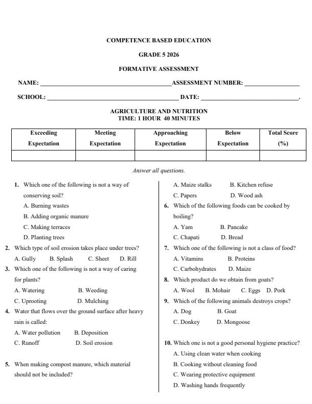 Page 2 – Grade 5 April 2026 Holiday Assignment - Full Set – Kenyaplex