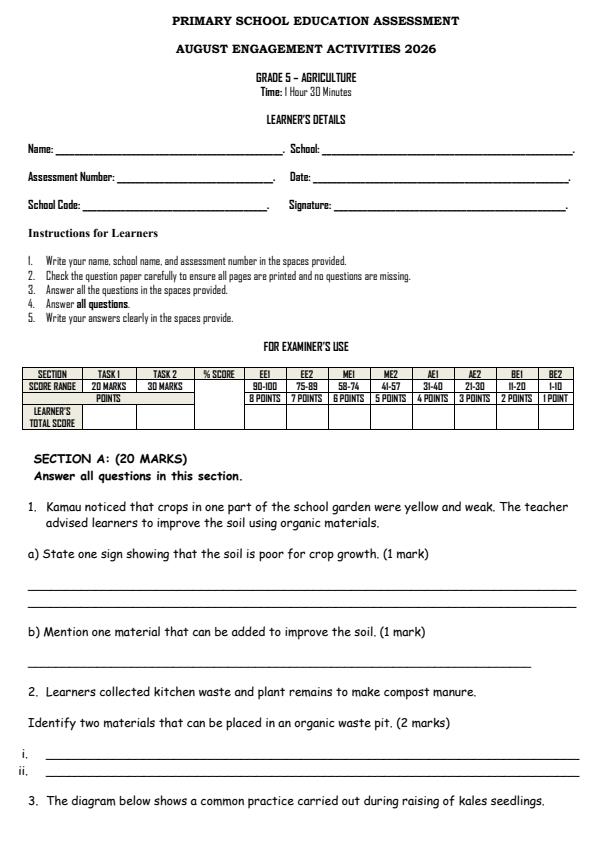 Page 2 – Grade 5 August 2026 Holiday Assignment - Full Set – Kenyaplex