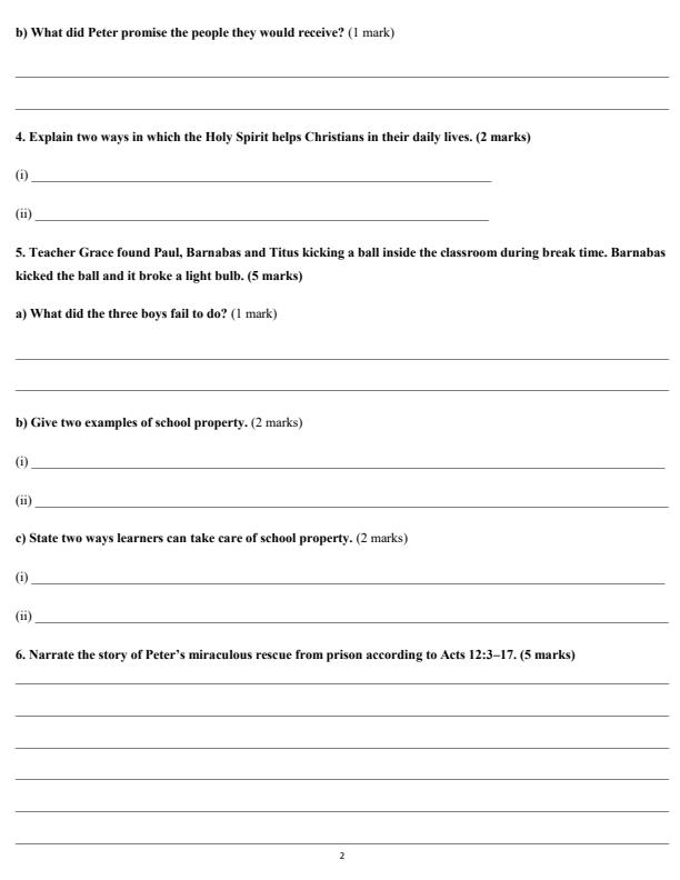 Page 2 – Grade 5 CRE December 2026 Holiday Assignment – Kenyaplex