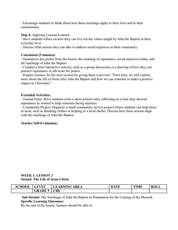 Page 2 – Grade 5 CRE Lesson Plans Term 2 - Longhorn – Kenyaplex