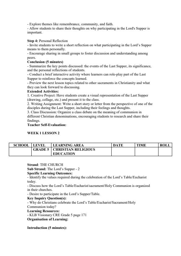 Page 2 – Grade 5 CRE Lesson Plans Term 3 - KLB Visionary – Kenyaplex