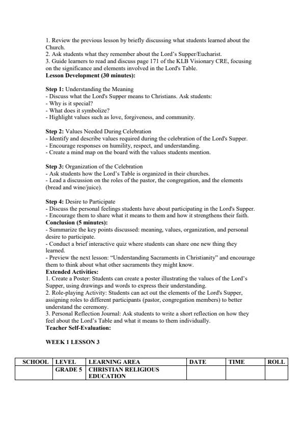 Page 3 – Grade 5 CRE Lesson Plans Term 3 - KLB Visionary – Kenyaplex