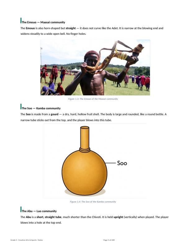 Page 5 – Grade 5 Creative Arts Complete Lesson Notes Term 1, Term 2 and Term 3 – Kenyaplex