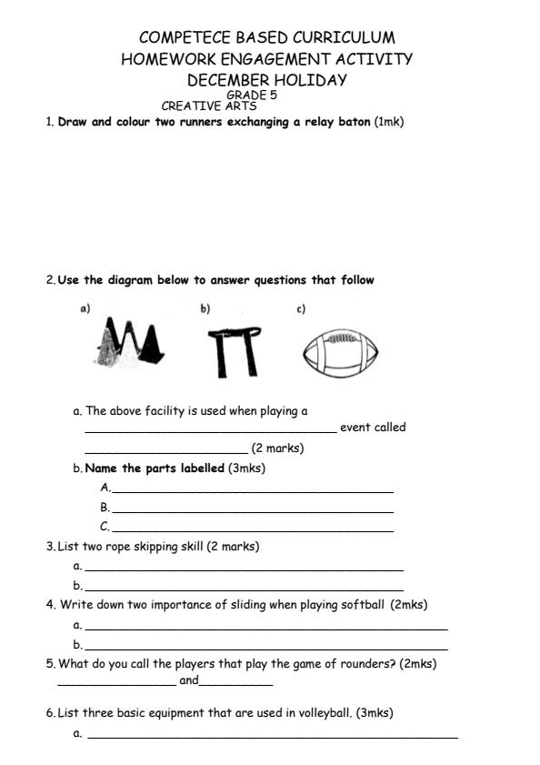 Page 1 – Grade 5 Creative Arts December 2024 Holiday Assignment – Kenyaplex