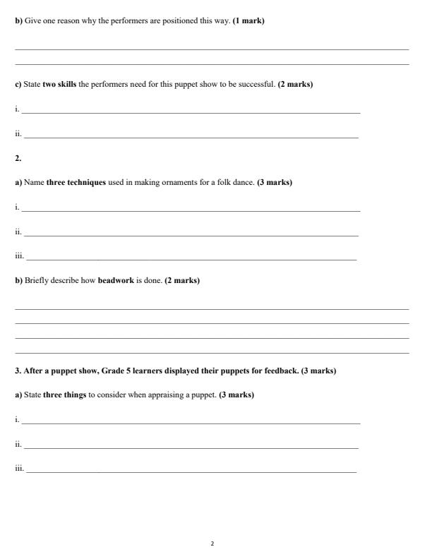 Page 2 – Grade 5 Creative Arts December 2026 Holiday Assignment – Kenyaplex