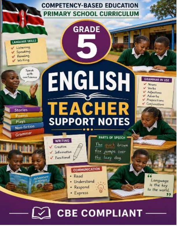 Page 1 – Grade 5 English Complete Notes Term 1, Term 2, Term 3 – Kenyaplex