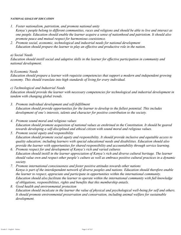 Page 2 – Grade 5 English Complete Notes Term 1, Term 2, Term 3 – Kenyaplex