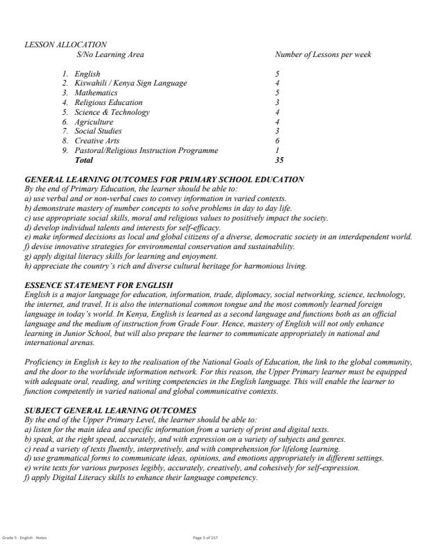 Page 3 – Grade 5 English Complete Notes Term 1, Term 2, Term 3 – Kenyaplex