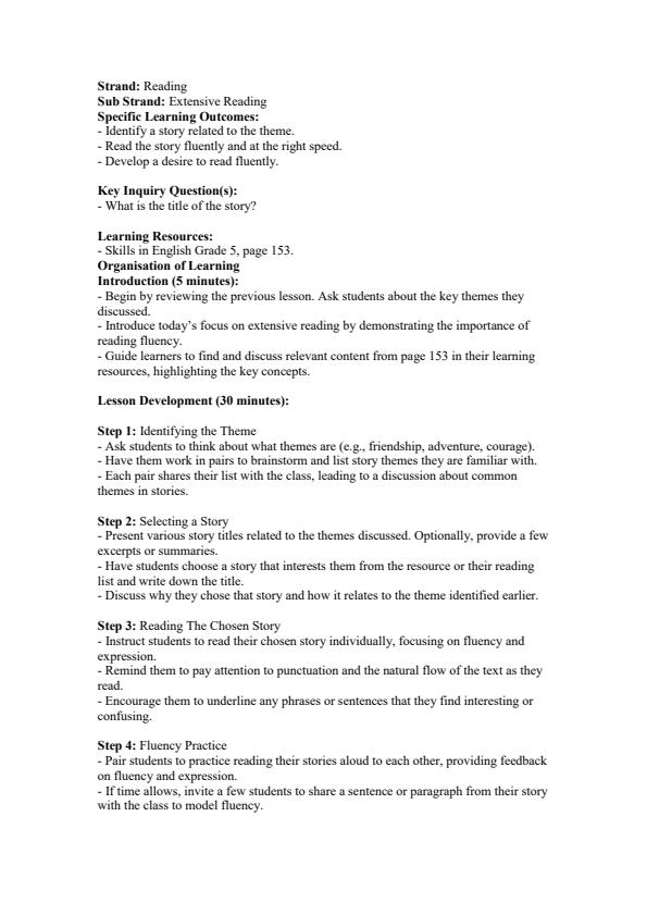 Page 4 – Grade 5 English Lesson Plans Term 3 - Skills in English – Kenyaplex