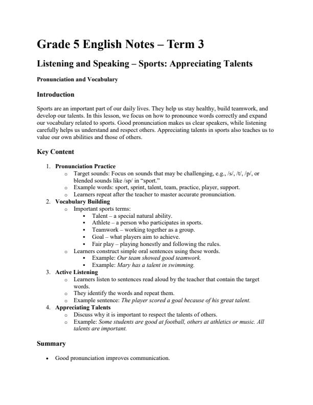 Page 1 – Grade 5 English Notes Term 3 – Kenyaplex