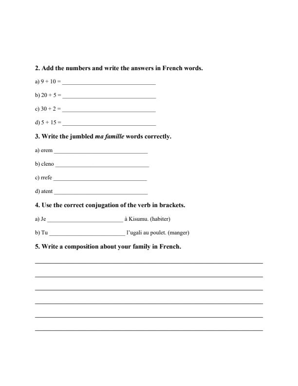 Page 2 – Grade 5 French April 2026 Holiday Assignment – Kenyaplex