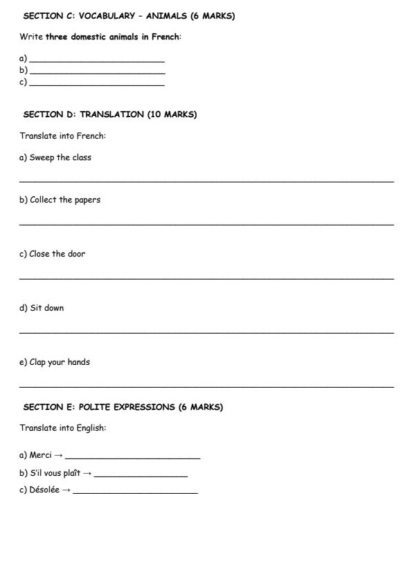 Page 2 – Grade 5 French August 2026 Holiday Assignment – Kenyaplex