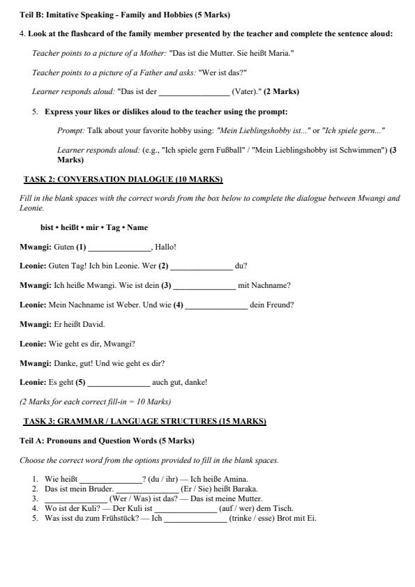 Page 2 – Grade 5 German August 2026 Holiday Assignment – Kenyaplex