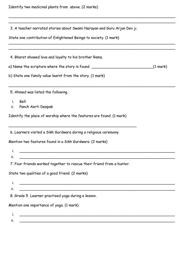 Page 2 – Grade 5 Hindu Religious Education August 2026 Holiday Assignment – Kenyaplex
