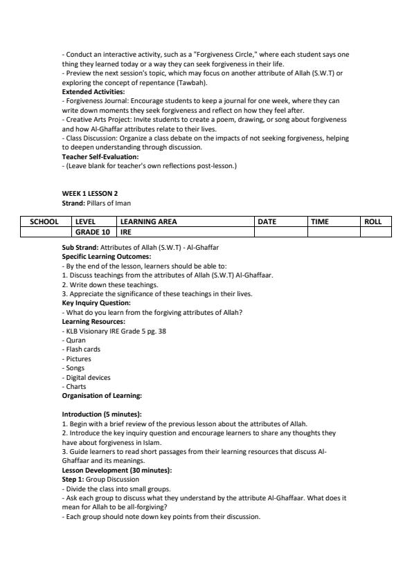 Page 2 – Grade 5 IRE Lesson Plans Term 2 - KLB Visionary – Kenyaplex