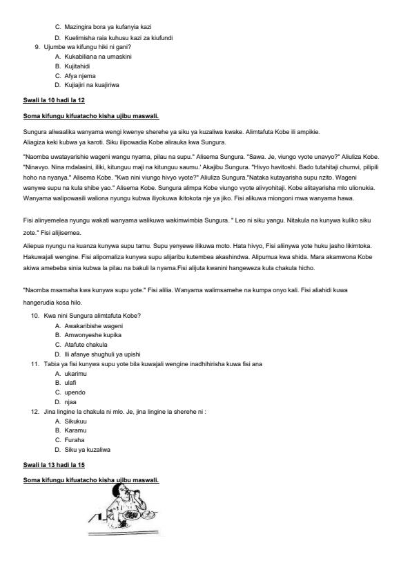 Page 3 – Grade 5 Kiswahili August 2024 Holiday Assignment – Kenyaplex