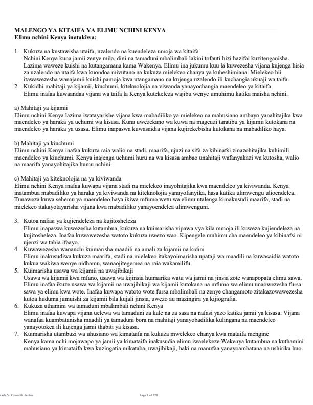 Page 2 – Grade 5 Kiswahili Complete Notes Term 1, Term 2, Term 3 – Kenyaplex