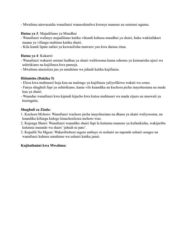 Page 4 – Grade 5 Kiswahili Lesson Plans Term 2 - KLB Visionary – Kenyaplex
