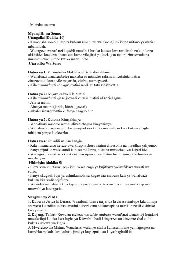 Page 3 – Grade 5 Kiswahili Lesson Plans Term 3 - Kielekezi – Kenyaplex