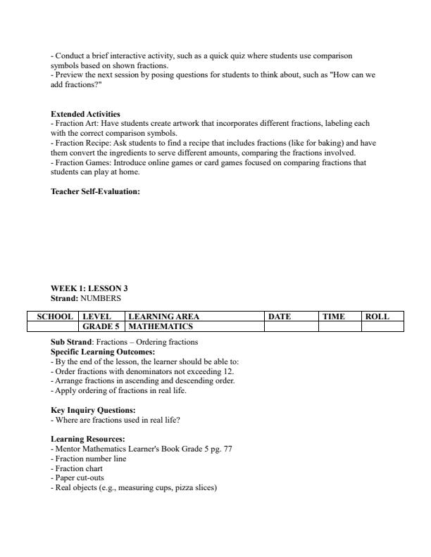 Page 4 – Grade 5 Mathematics Lesson Plans Term 2 - Mentor – Kenyaplex