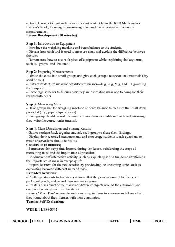 Page 3 – Grade 5 Mathematics Lesson Plans Term 3 - KLB – Kenyaplex