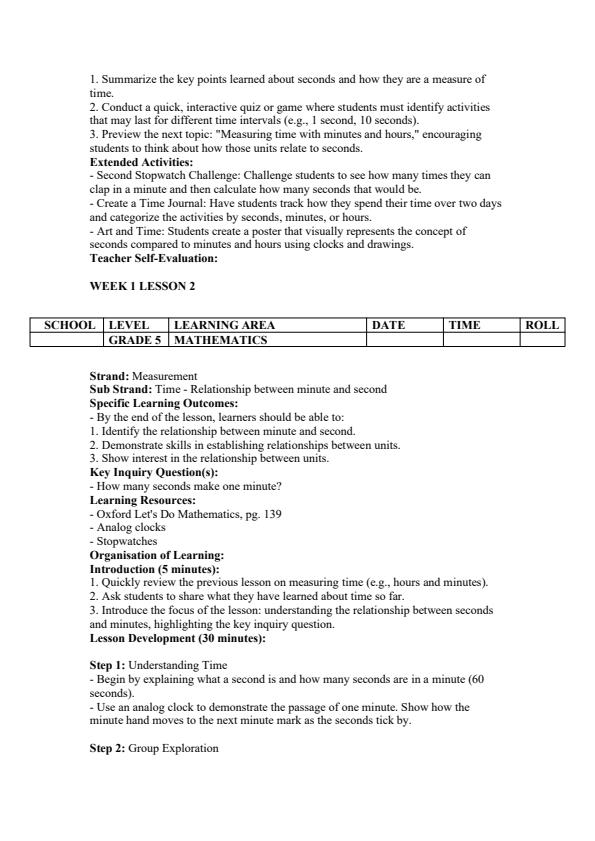 Page 2 – Grade 5 Mathematics Lesson Plans Term 3 - Oxford Let