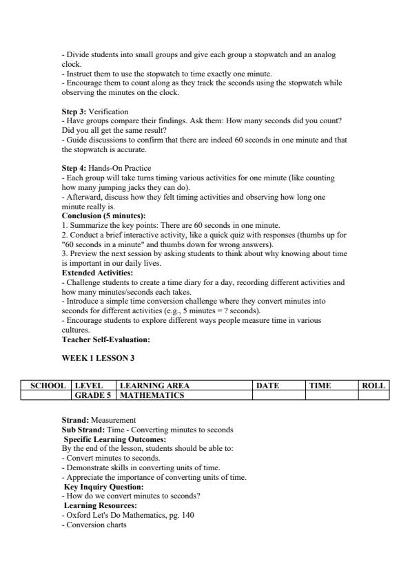 Page 3 – Grade 5 Mathematics Lesson Plans Term 3 - Oxford Let