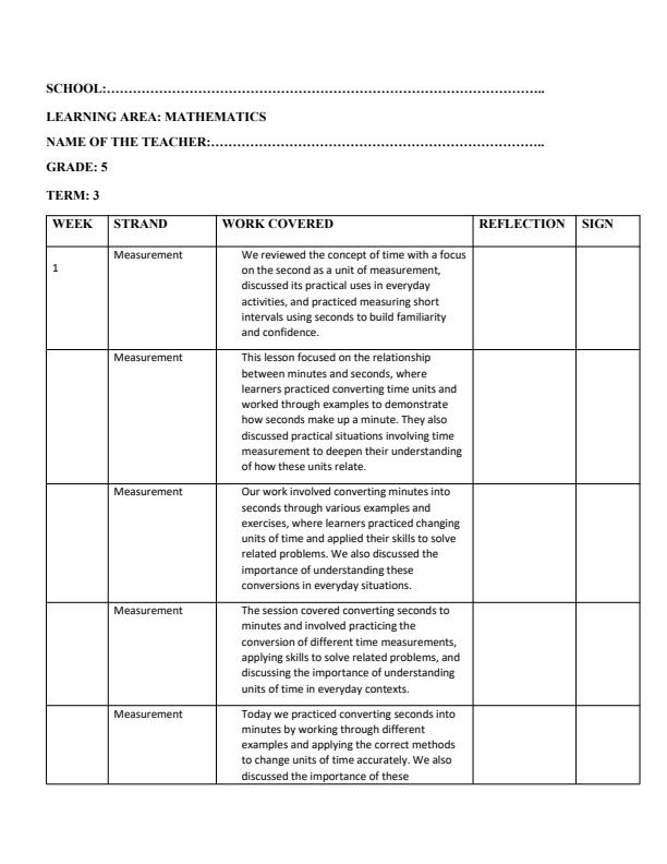 Page 1 – Grade 5 Mathematics Records of Work Term 3 - Oxford  – Kenyaplex