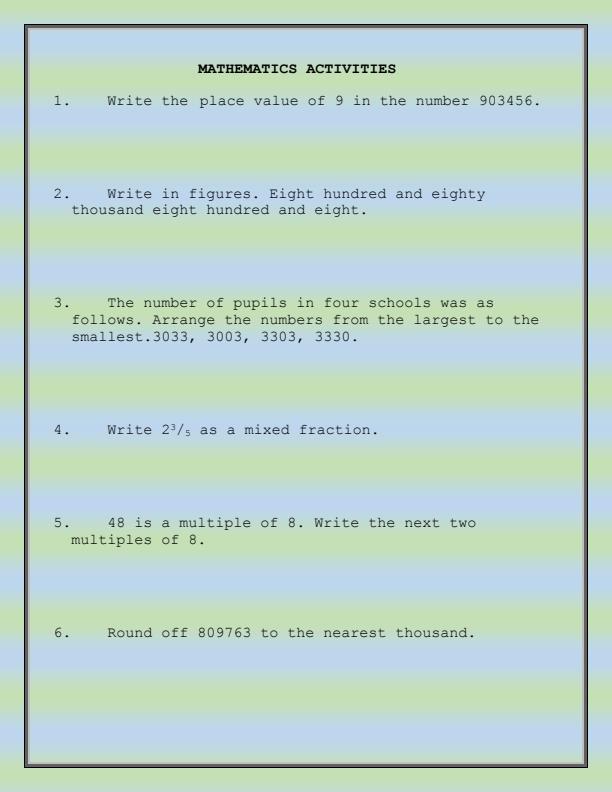 Page 2 – Grade 5 November/December 2025 Holiday Assignments - Set – Kenyaplex