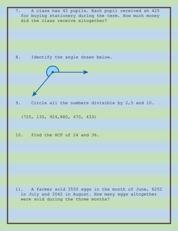 Page 3 – Grade 5 November/December 2025 Holiday Assignments - Set – Kenyaplex