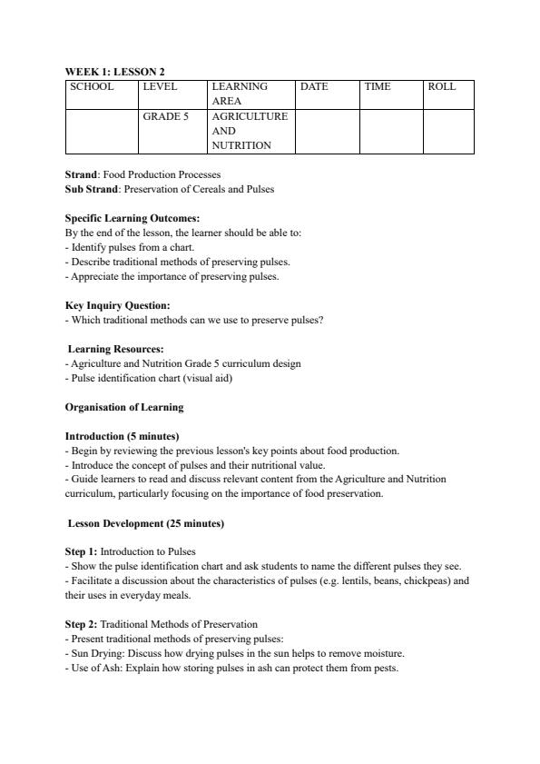 Page 3 – Grade 5 Rationalized Agriculture and Nutrition Lesson Plans Term 2 – Kenyaplex