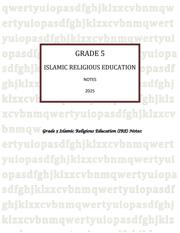 Page 1 – Grade 5 Rationalized IRE Notes Term 1, Term 2, Term 3 – Kenyaplex