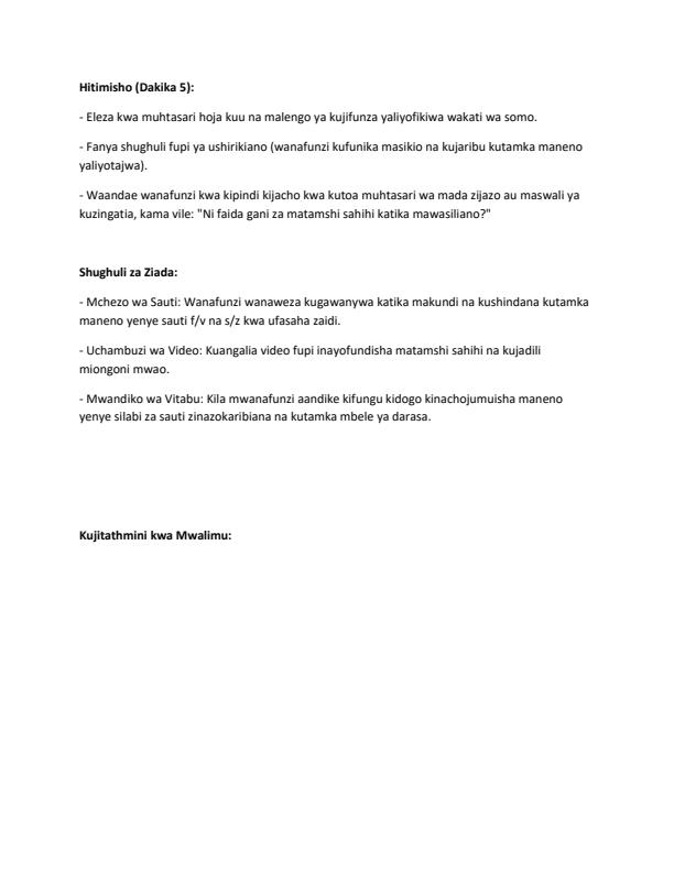 Page 3 – Grade 5 Rationalized Kiswahili Lesson Plans Term 1 – Kenyaplex