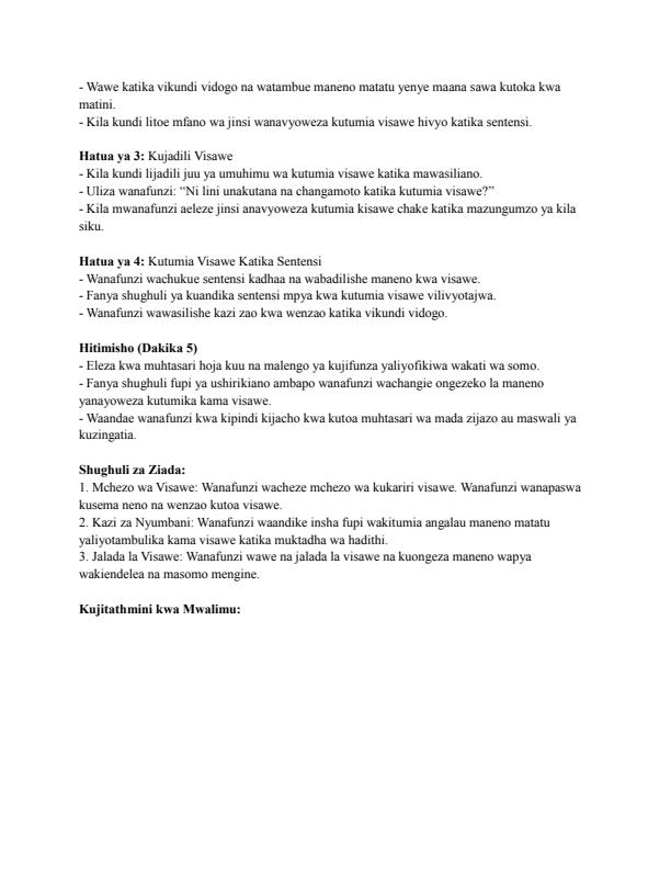 Page 2 – Grade 5 Rationalized Kiswahili Lesson Plans Term 3 - KLB Visionary – Kenyaplex